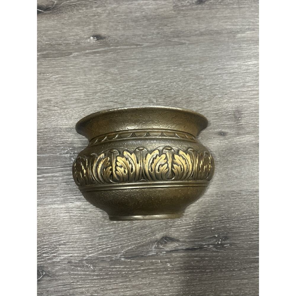 Vintage Homco Gold Wall Pocket Planter 5075B Gia Hollywood Regency Leaf Urn